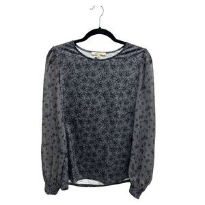 LES SEREIN Women Black Floral Blouse MEDIUM